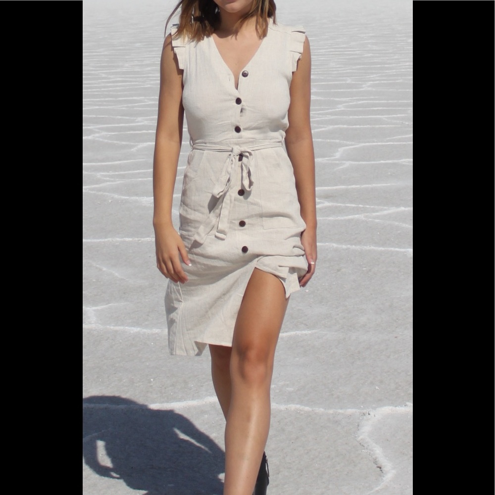 Tan Linen Dress